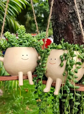 爆款可爱坐地秋千罐子花盆户外