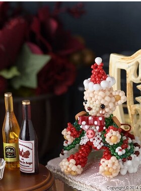 DIY手工串珠代配进口米珠材料包手脚可动圣诞熊情侣/雪橇车走线