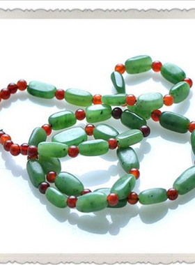 玉器玉石项链纯手工串珠和田碧玉珠项链珠宝