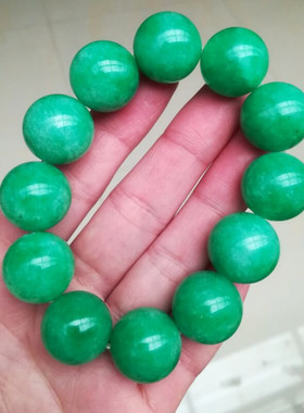 满绿玉石干青铁龙生男女款佛珠