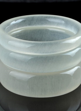 a货阿富汗白玉缠丝冰种手镯