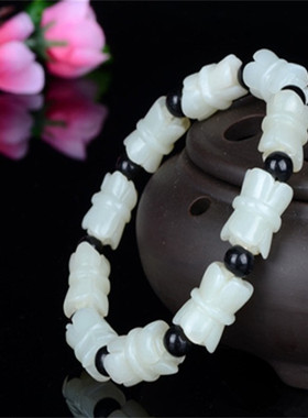 阿富汗白玉雪莲花手链女款阿富汗玉手串手链