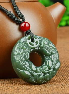 新疆和田玉平安扣貔貅吊坠现货