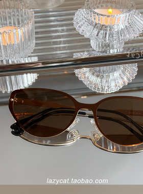 复古猫眼一片式墨镜老钱风显脸小