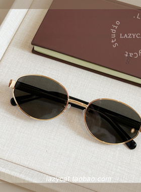 范丞丞同款复古椭圆墨镜女老钱风