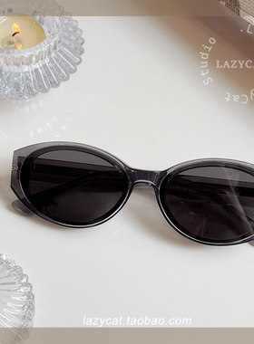 韩版复古红色猫眼墨镜女方圆脸