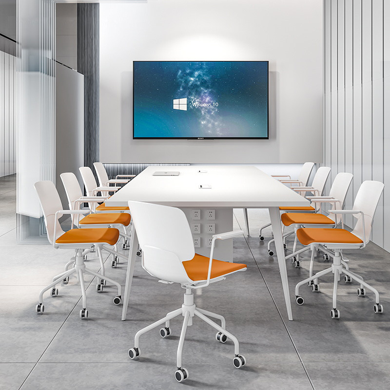 会议桌长桌简约现代办公桌培训小型白色洽谈办公桌会议室桌椅组合