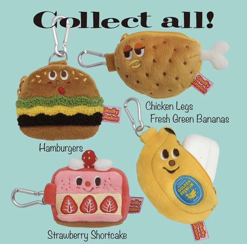 日本GLADEE正版airpods耳机保护套毛绒收纳包迷你香蕉汉堡小鸡腿 - 图1