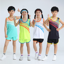 Primary and middle school students track and field suit children running training to serve speed dry games competition suit body test vests custom-made