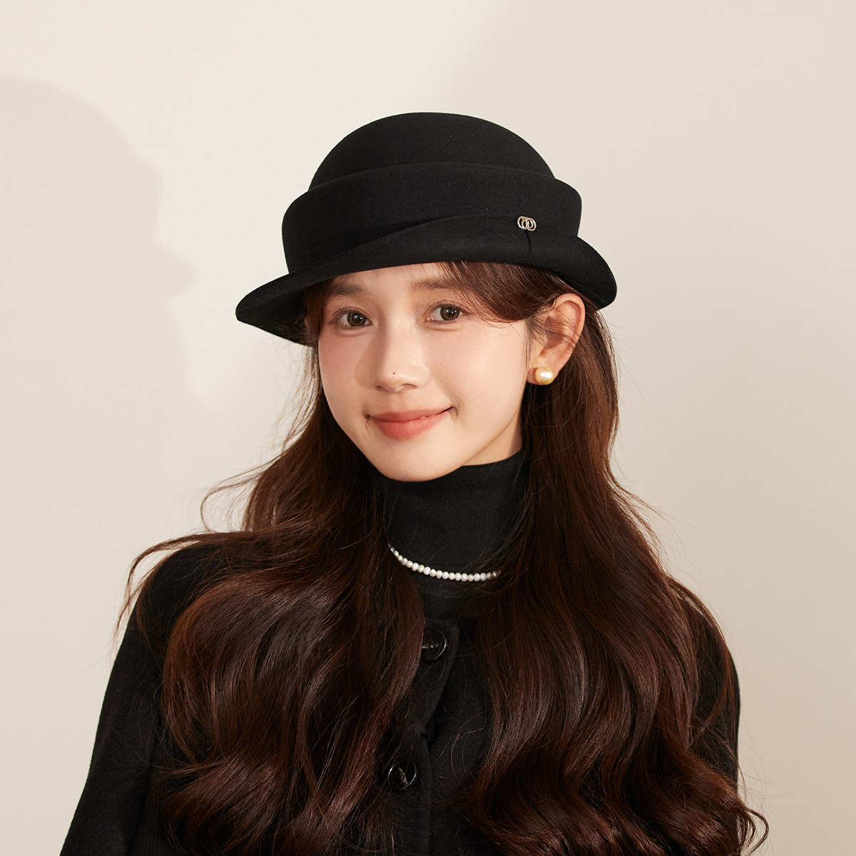 纯羊毛名媛风小礼帽女生优雅气质圆顶盆帽富家千金感毛毡渔夫帽子,淘宝优惠券,粉丝福利购,淘宝优惠卷