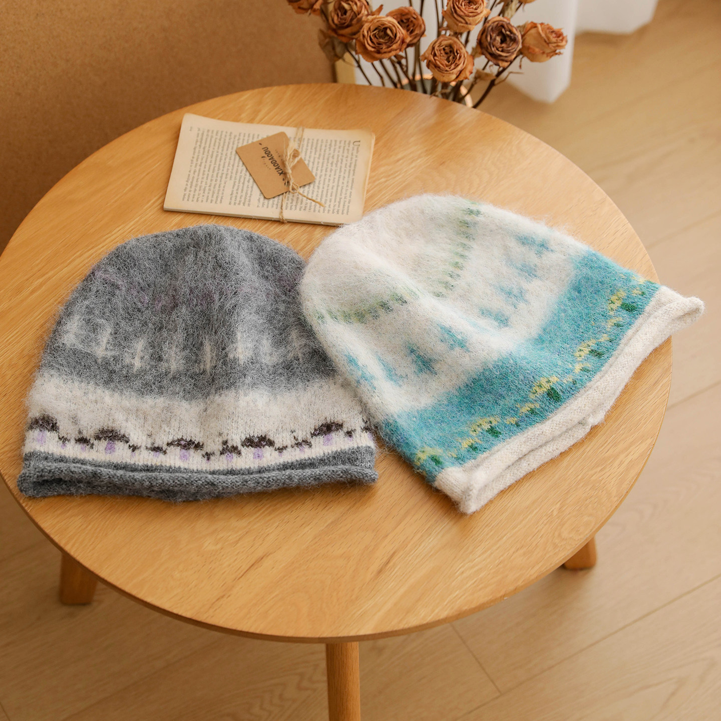 费尔岛复古咖啡色冷帽女生显瘦慵懒风护耳堆堆帽针织保暖套头帽子,淘宝优惠券,粉丝福利购,淘宝优惠卷