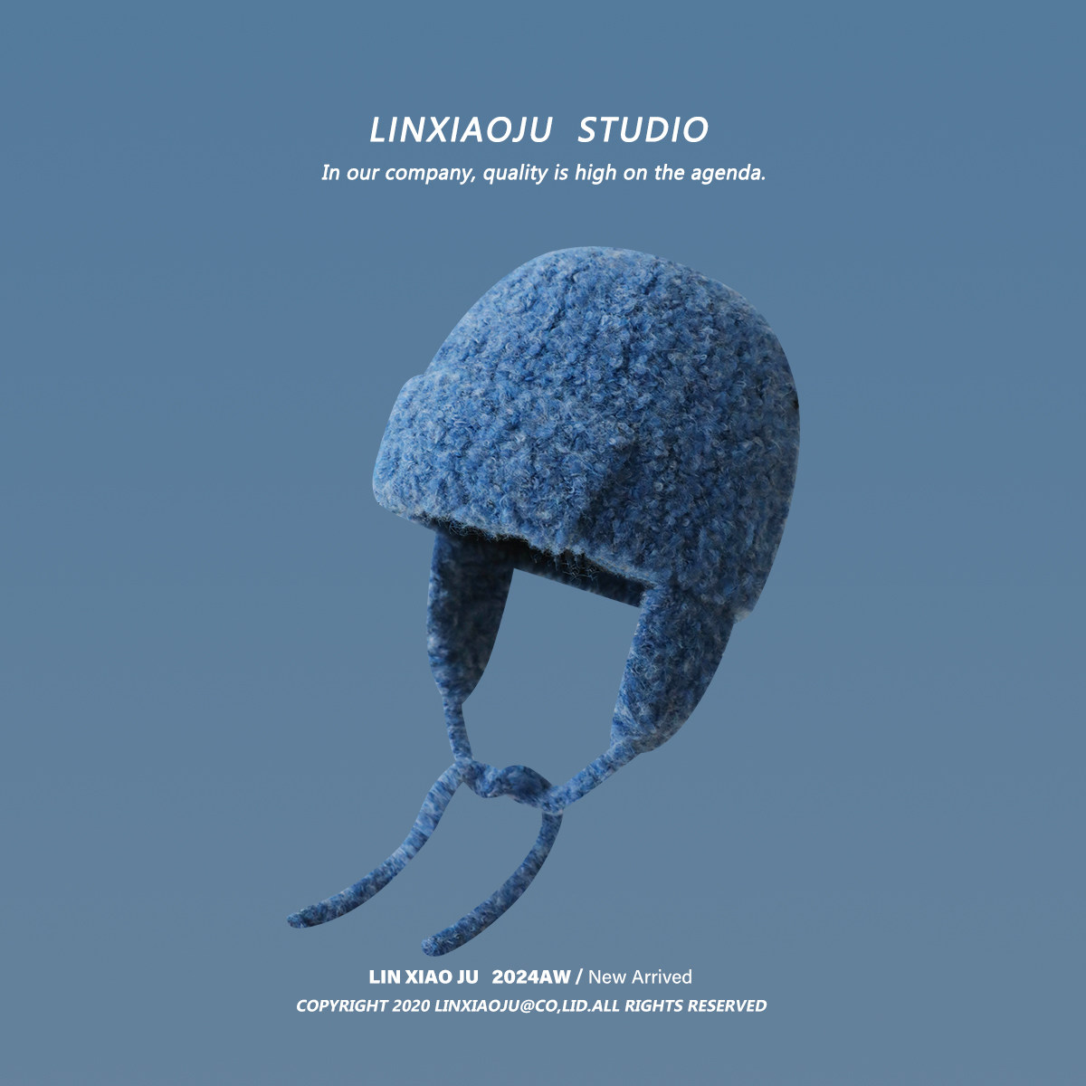 韩版克莱因蓝帽子女百搭宝蓝色毛线帽保暖针织围巾手套时尚棒球帽,淘宝优惠券,粉丝福利购,淘宝优惠卷