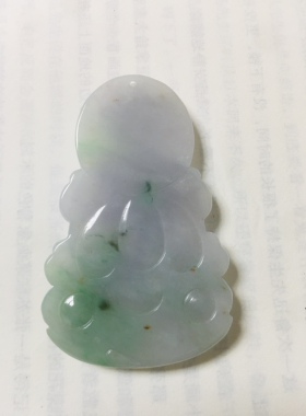 缅甸A货天然翡翠玉 种水紫加绿春彩观音吊坠 新鲜出炉净货