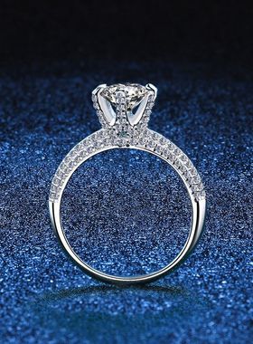 精工厚重品质s925纯银镀铂金 莫桑石戒指1克拉-3克拉半壁江山