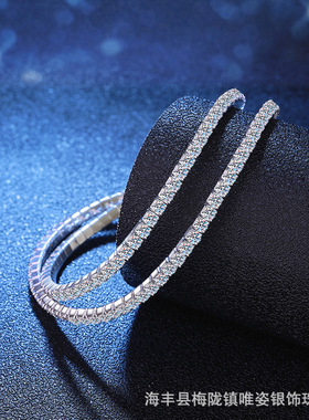 莫桑石s925银欧美跨境满钻弹力手镯男莫桑石简约满天星手链女