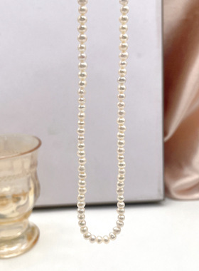 新款天然淡水珍珠强光小米珠高级感项链925延长链串珠气质锁骨链