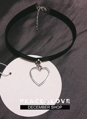 choker颈链项圈爱心皮质脖子饰品