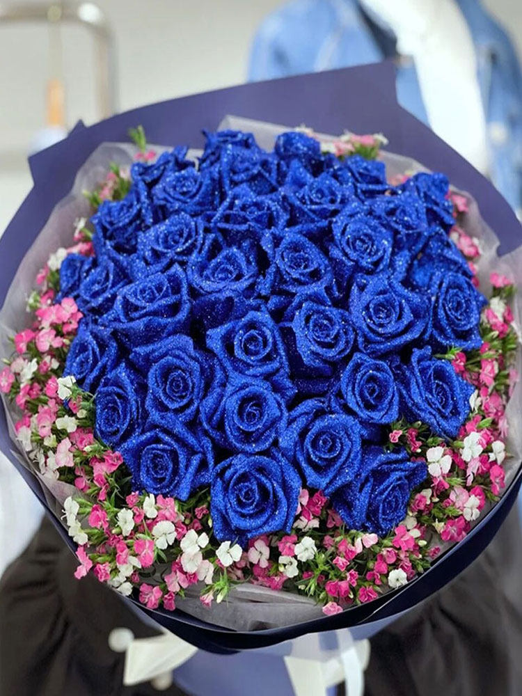 蓝色妖姬蓝玫瑰真花束北京上海广州生日送女友鲜花速递同城全国送