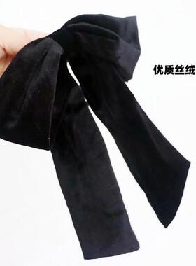纯色秋冬领结女复古甜美大丝绒蝴蝶结飘带外套装饰配饰领花别针潮