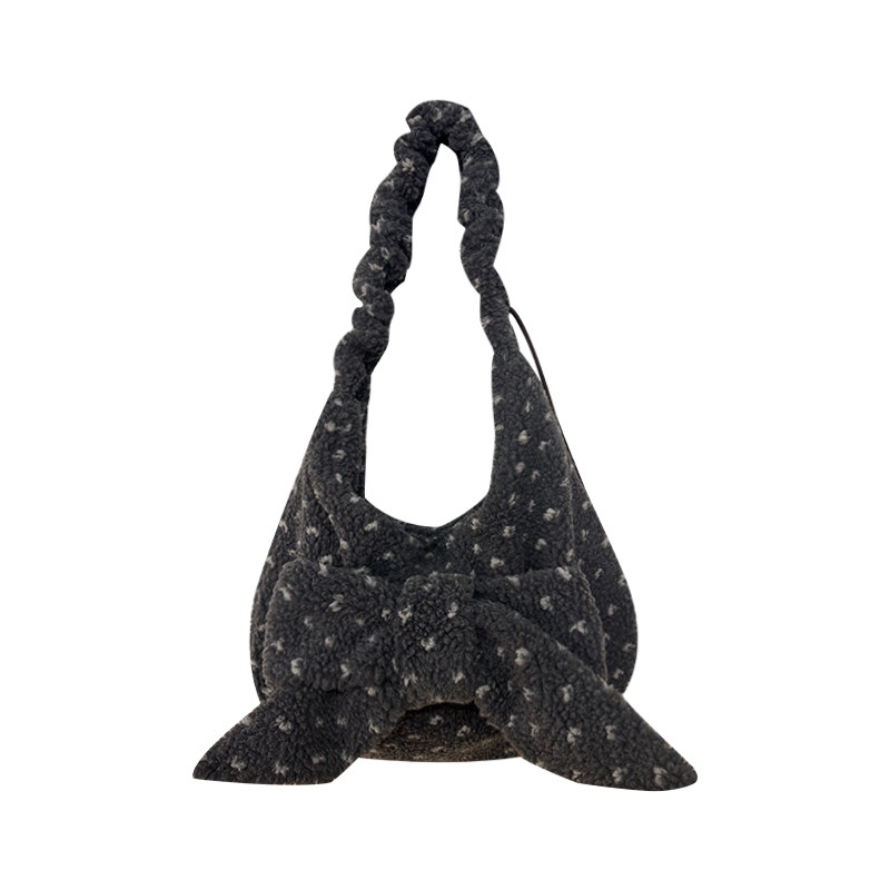 冬季毛绒系列包包立体蝴蝶结抽绳单肩斜挎大容量韩系包包女,淘宝优惠券,粉丝福利购,淘宝优惠卷