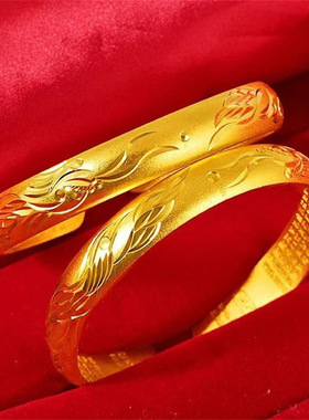 金色手镯女款龙凤呈祥时尚百搭龙凤金色开口手镯送妈妈礼