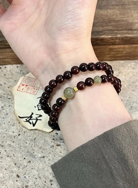 中式素圈招财手串女国风文艺双层叠戴手链情侣设计感闺蜜甜美