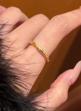 哪吒乾坤圈同款戒指高级感创意指环复古金色花纹手镯戒指