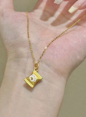 新款金色可爱猫爪糖果甜蜜女生项链精致甜美小众设计百搭锁骨链
