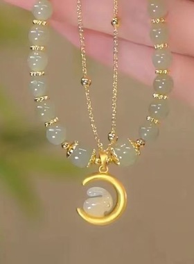 爆款月上玉兔手链女轻奢小众设计本命年生肖兔手串手环百搭