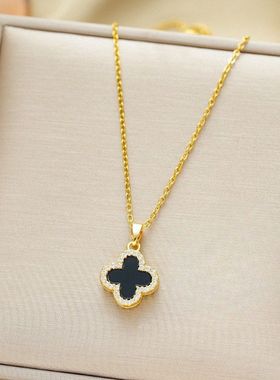 四叶草夏季时尚香风气质项链轻奢单面锁骨学生版