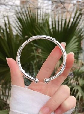 繁花似锦手镯女开口实心繁花手环气质女友闺蜜情人礼物