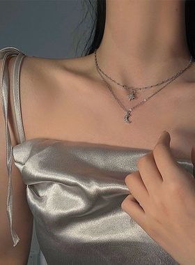 星月双层项链女2024年新款气质高级女神范轻奢简约百搭锁骨链颈链