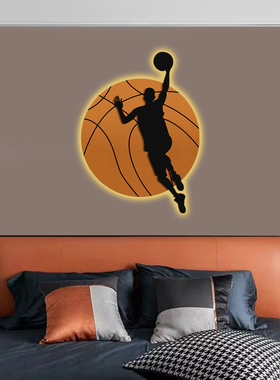 nba篮球男孩儿童房装饰画卧室床头发光led灯画客厅背景墙挂画玄关