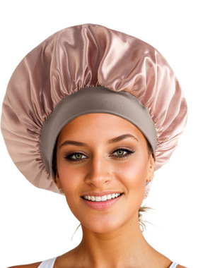 nightcap shower cap women 纯色浴帽时尚缎面宽边睡帽女士化疗帽