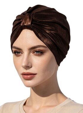 金属色蝴蝶结非洲复古时装帽头巾帽包头打底帽印度帽子 turban