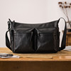 Back step sports shoulder bag head layer cowhide crossbody bag for men