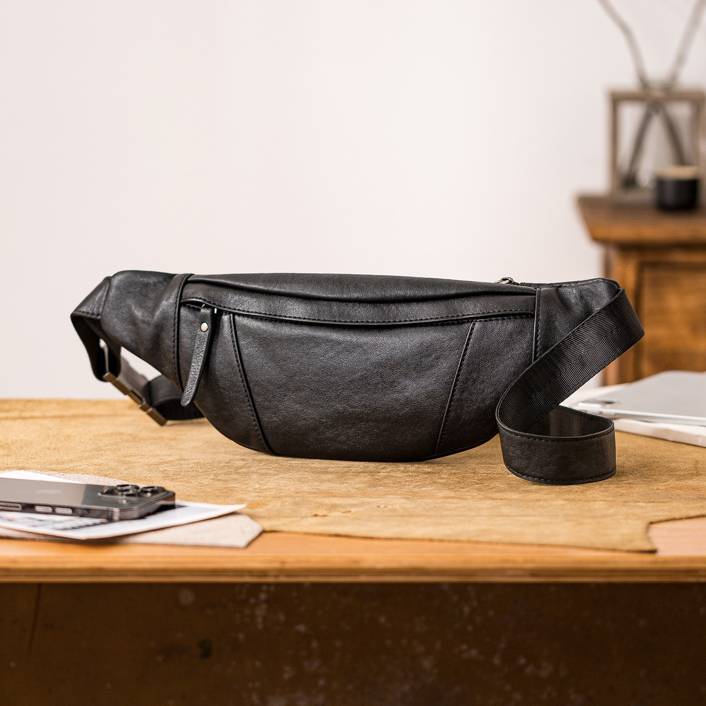 Back-step genuine leather head layer cowhide casual chest bag crossbody bag