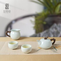 Lubao mirror clear ceramic Elegant Pot Tea Group Green Porcelain Ice Crack Glaze Suit Utiliti tea furniture Gift simple and practical