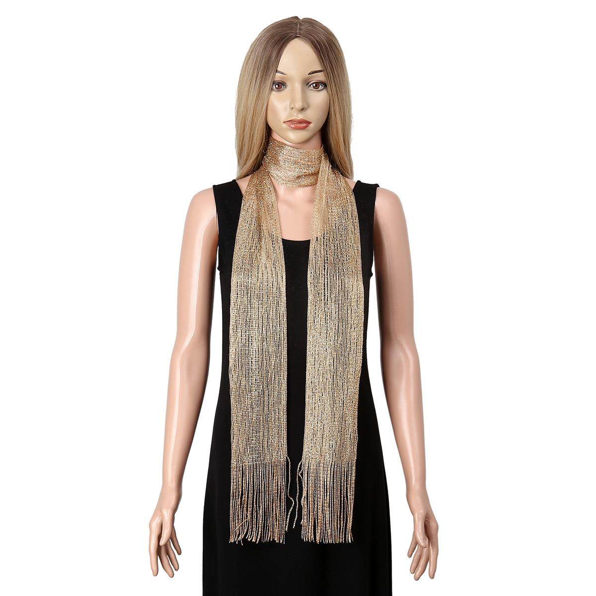 新款亮丝流苏针织围巾女春秋时尚百搭欧美护颈保暖装饰薄款围脖,淘宝优惠券,粉丝福利购,淘宝优惠卷