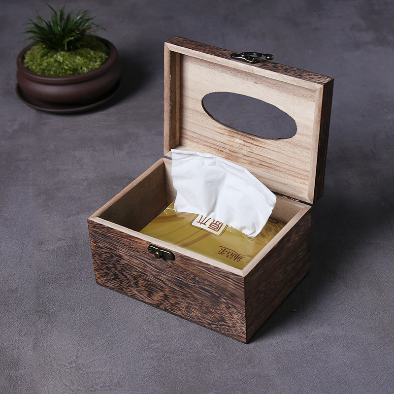 实木 装饰纸巾盒 创意 餐厅餐巾盒酒店家用客厅极简 新中式抽纸盒