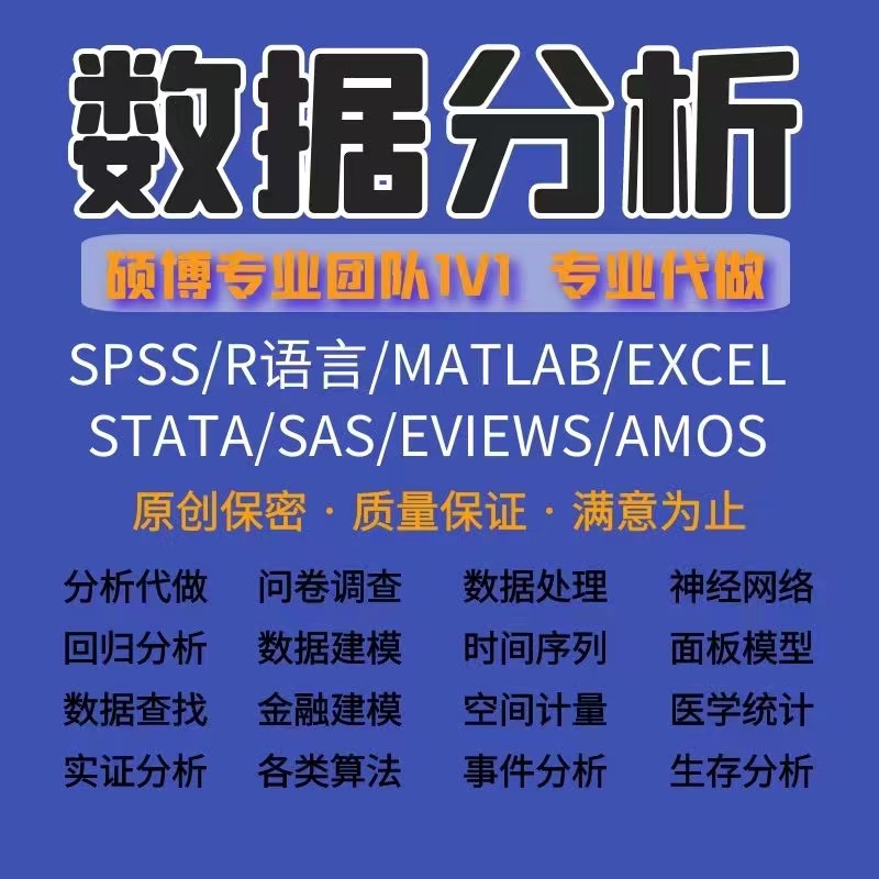 SPSS数据分析服务eviews实证stata调查问卷meta医学amos统计R代做-图0