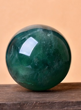 天然原石打磨绿色萤石水晶球摆件