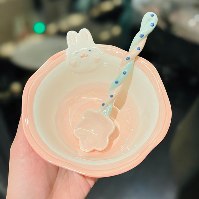Ceramic Cute Girl Heart Unicorn Dessert Salad Bowl