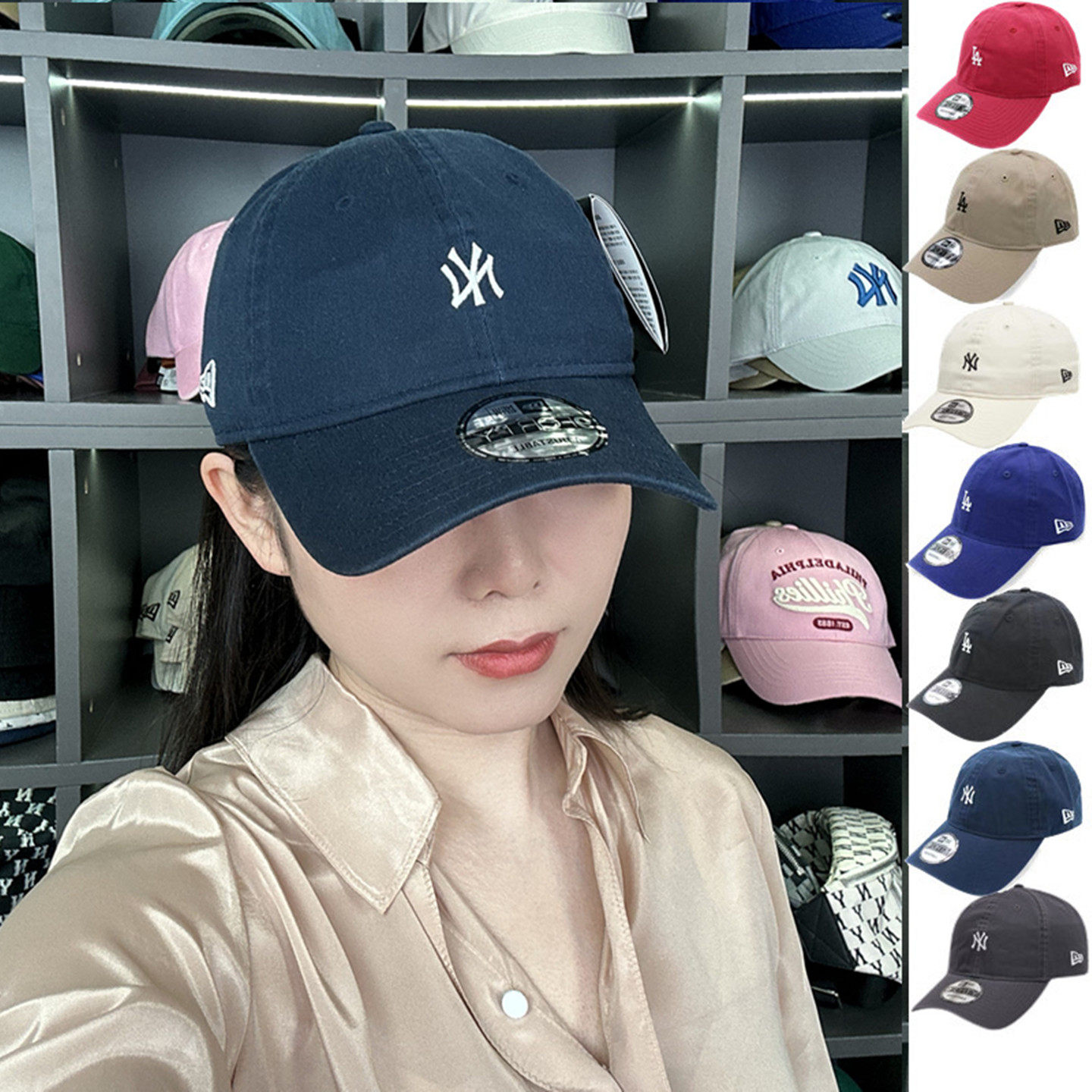 韩国New Era纽亦华940鸭舌帽炭灰小标软顶棒球帽NY透气LA男女帽夏,淘宝优惠券,粉丝福利购,淘宝优惠卷