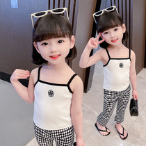 Female Treasure Summer White Small Harnesses Inner Hitch Girl 2022 New 100 Hitch Sleeveless Blouse Little Girl Foreign Vest