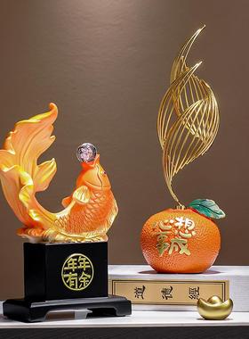 年年有余鲤鱼摆件新中式客厅玄关酒柜电视柜办公室装饰品乔迁礼品