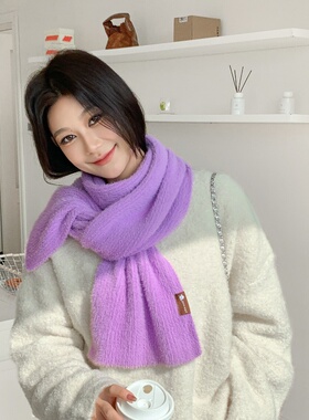 纯色加厚加长围巾女2026秋冬季新款韩版冬天学生百搭披肩女围脖粉