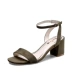 Zhuo Shi Ni sandal cao gót mới mùa hè dày có khóa với giày hở ngón 124717232 - Sandal