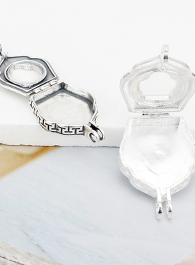 S925纯银复古卷草金刚杵吊坠