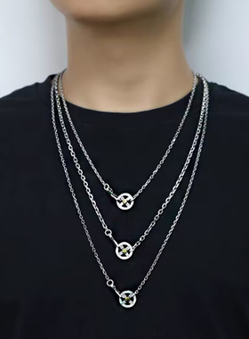 925银太角链情侣个性潮流项链